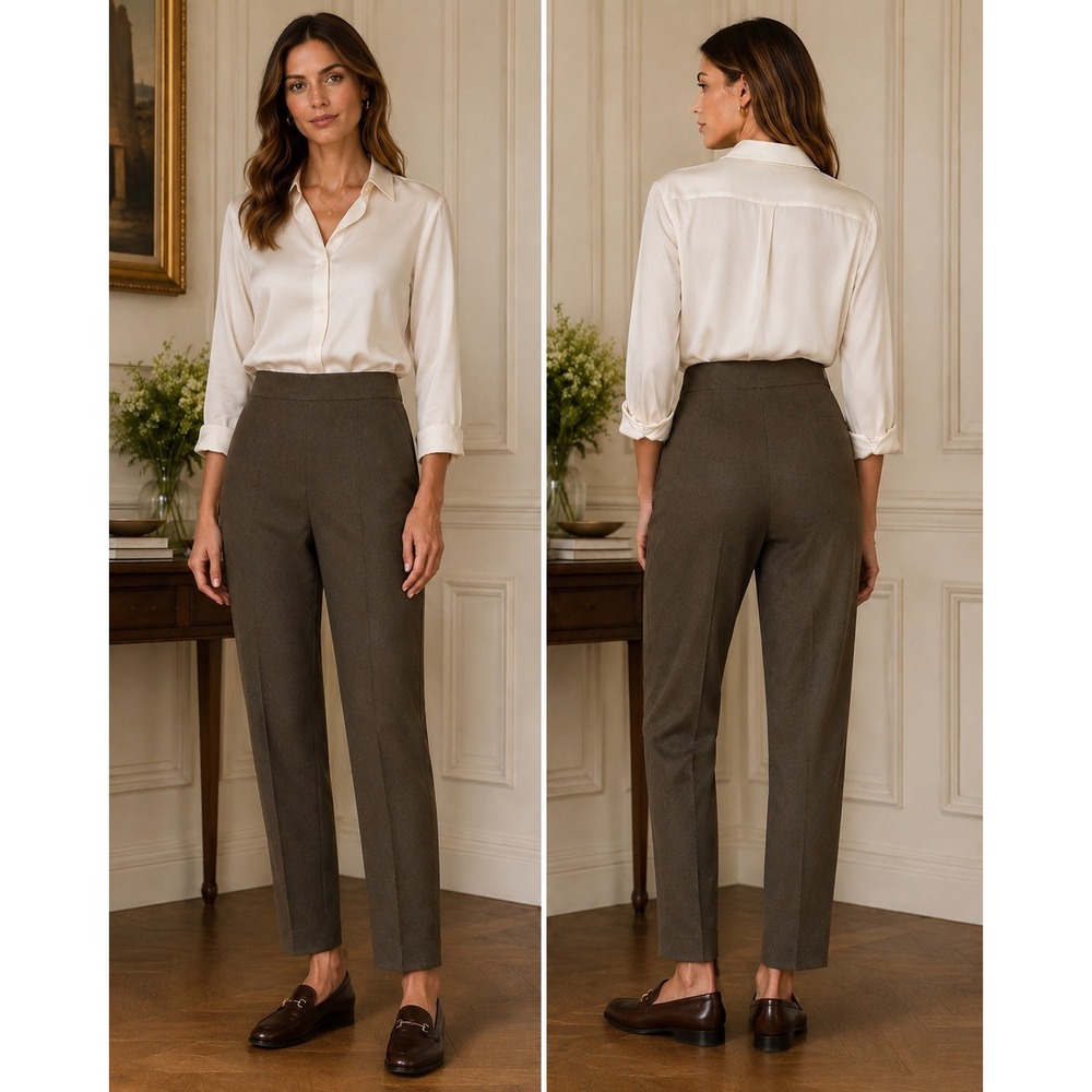J.McLaughlin Women Faux Suede Trousers Olive Green Straight Leg Pants Size 4